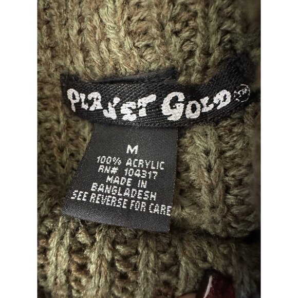 Vintage Planet Gold Womens Medium Olive Green Cowl Neck Sweater Y2K Indie Grunge - Picture 3 of 6